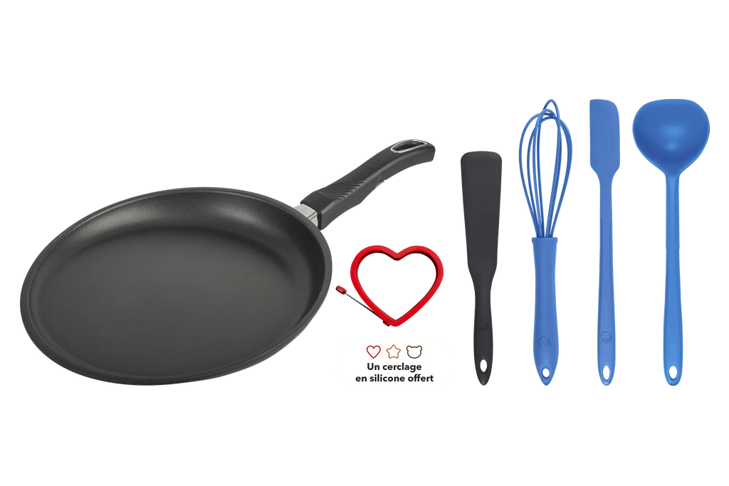 Kit Chandeleur Gastrolux France Crepiere Silicones Bleu Spatule Crêpe Fouet Maryse Louche Cerclage