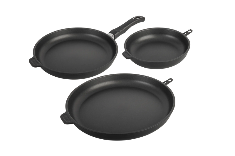 Set de 3 Poêles antiadhesives gastrolux avec manche amovible 